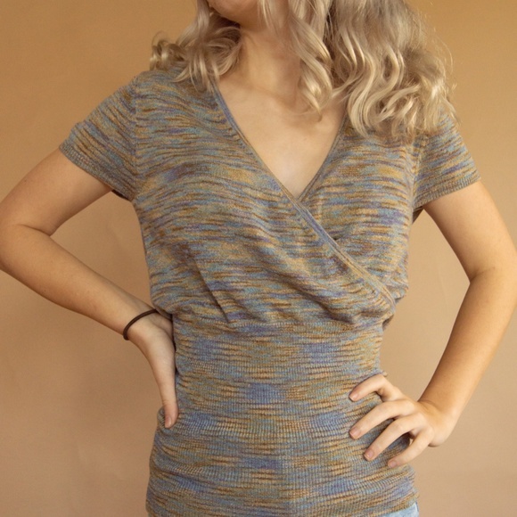 Y2K Veri Peri Melange Wrap Baby Tee - Picture 5 of 14